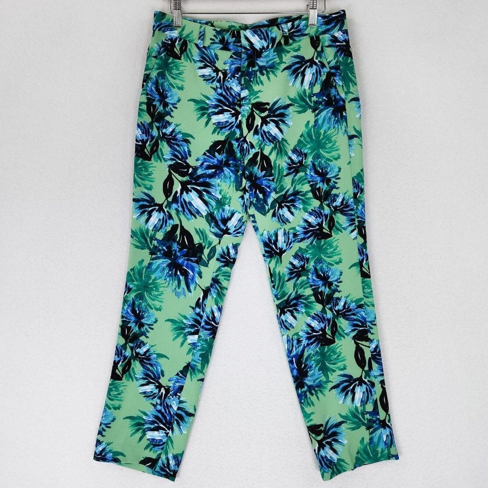 Banana Republic Pants Womens 2 Green Blue Tropical Slim Straight Leg Mid Rise